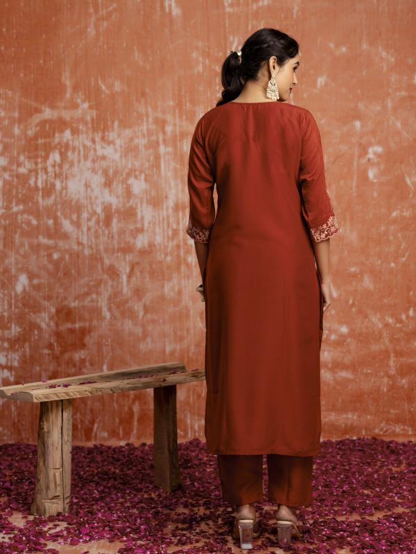 VP 9696 Women wear Kurta and Pant Sets Chanderi Silk Blend